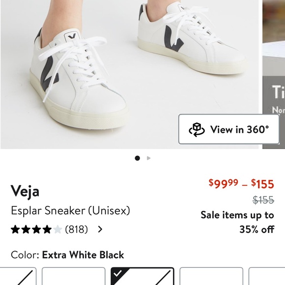 Veja Cream and Black Casual Sneakers - Picture 9 of 9